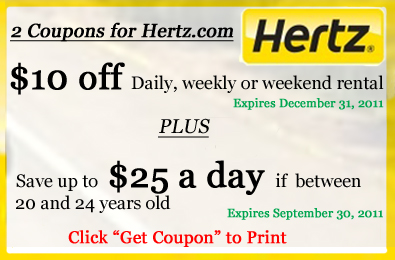 hertz car rentals coupons