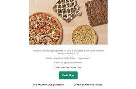 Large Specialty 5-topping Pizza + Dessert for $19 at Papa ...