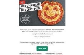 $11 Jack-O&#39;-Lantern Thin Crust Pizza at Papa John&#39;s | Los Angeles Coupons | Daily Draws, Coupons ...