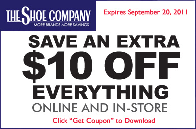 Printable Coupon: $10 Off Everything Online and In-Store at The Shoe