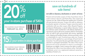 15% to 20% off at Carter&#39;s | Columbus Coupons | Daily Draws, Coupons, Contests and more ...