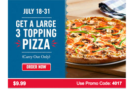 Walk-in Special - Large 3-topping pizza for $9.99 at Domino&#39;s Pizza | Los Angeles Coupons ...