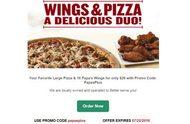 Large Pizza & 16 Papa&#39;s Wings for only $26 at Papa John&#39;s | Los Angeles Coupons | Daily Draws ...
